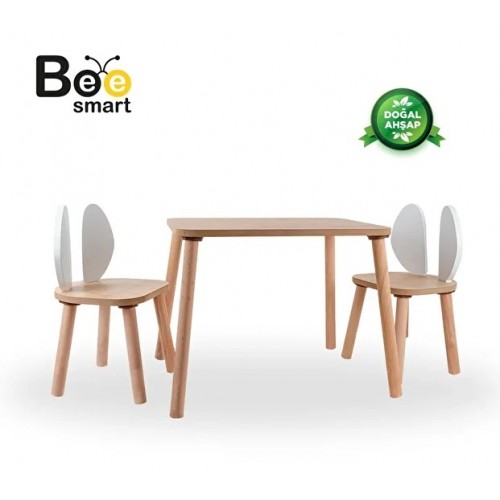 Bee Smart MS-80 Safir Meşe Beyaz Naturel Set (1 Masa 2 Sandalye) Bee Smart MS-80 Safir Meşe Beyaz Naturel Set (1 Masa 2 Sandalye)